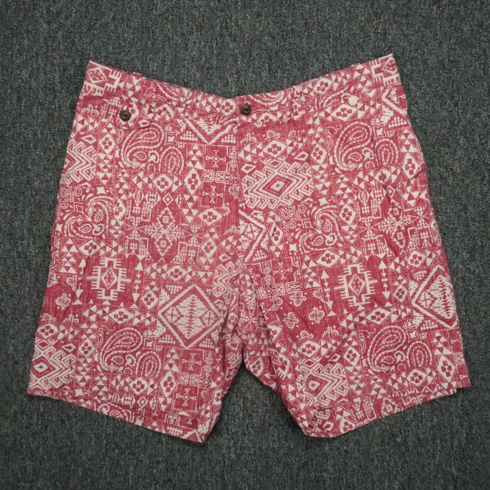 Reyn Spooner Shorts Mens 34 Red White Surf Pendleton Chino Geo